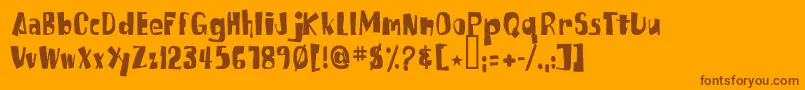 Russpongefont-Schriftart – Braune Schriften auf orangefarbenem Hintergrund