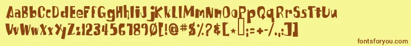Weitere Informationen zur Russpongefont-Schriftart Russpongefont-Schriftart – Braune Schriften auf gelbem Hintergrund