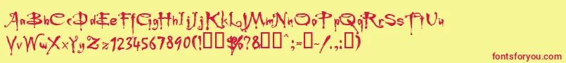 フォントBuffied – 赤い文字の黄色い背景