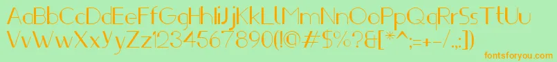 フォントIfti – オレンジの文字が緑の背景にあります。
