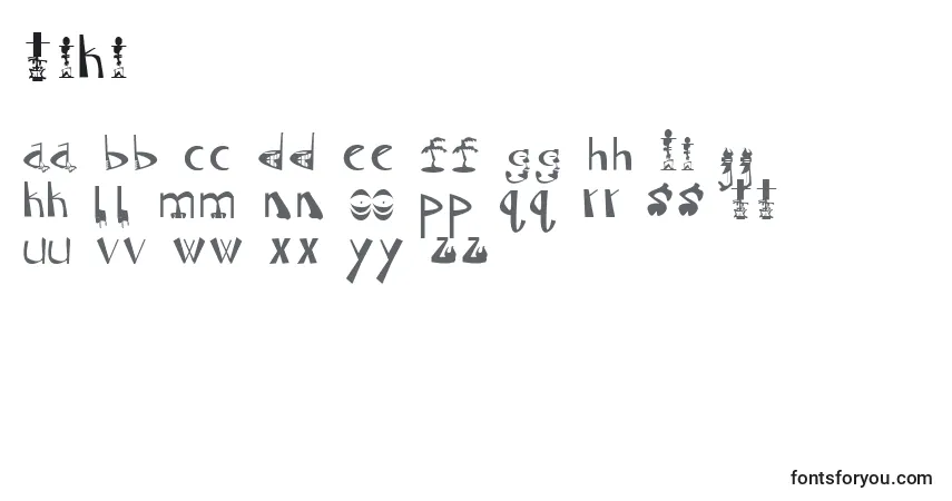 Czcionka Tiki – alfabet, cyfry, specjalne znaki