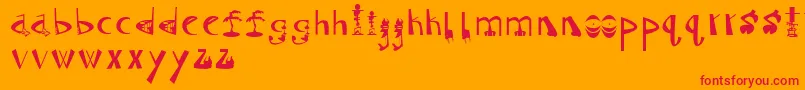 Tiki Font – Red Fonts on Orange Background