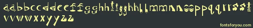 Tiki-Schriftart – Gelbe Schriften auf schwarzem Hintergrund