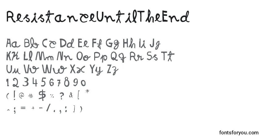 Шрифт ResistanceUntilTheEnd – алфавит, цифры, специальные символы