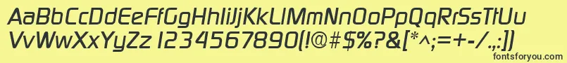 Czcionka DigitalItalic – czarne czcionki na żółtym tle