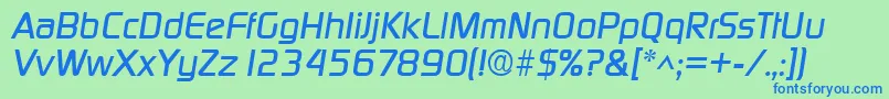 Czcionka DigitalItalic – niebieskie czcionki na zielonym tle