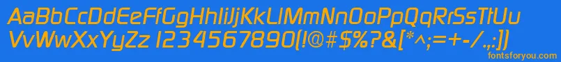 Fonte DigitalItalic – fontes laranjas em um fundo azul
