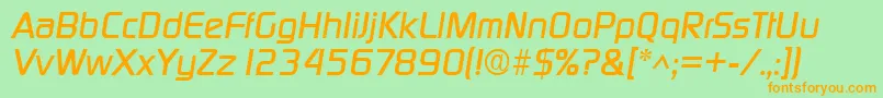 Fonte DigitalItalic – fontes laranjas em um fundo verde