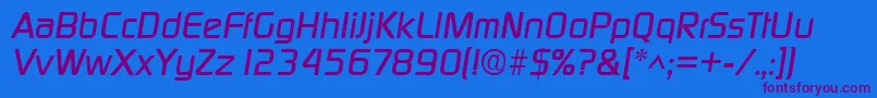 Fonte DigitalItalic – fontes roxas em um fundo azul