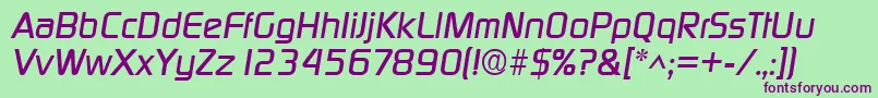 Fonte DigitalItalic – fontes roxas em um fundo verde