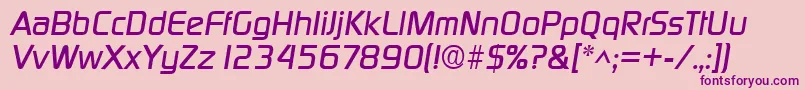 Fonte DigitalItalic – fontes roxas em um fundo rosa
