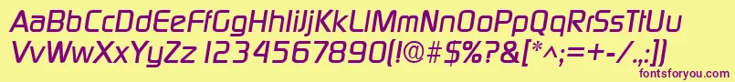フォントDigitalItalic – 紫色のフォント、黄色の背景