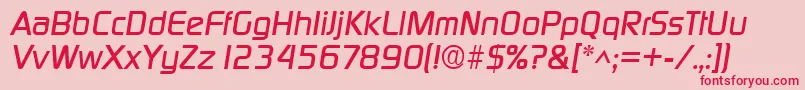 フォントDigitalItalic – ピンクの背景に赤い文字