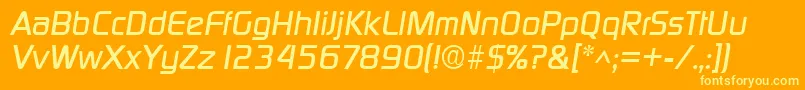 DigitalItalic-fontti – keltaiset fontit oranssilla taustalla