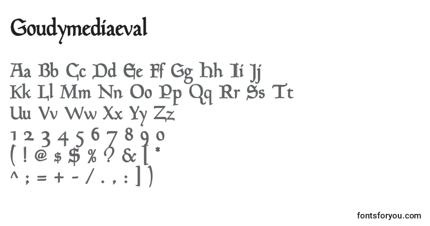 Шрифт Goudymediaeval – алфавит, цифры, специальные символы