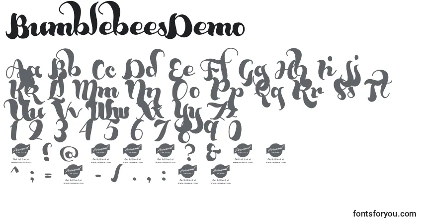 Czcionka BumblebeesDemo – alfabet, cyfry, specjalne znaki