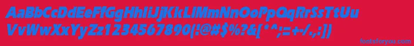 ErgoeblackcondItalic Font – Blue Fonts on Red Background