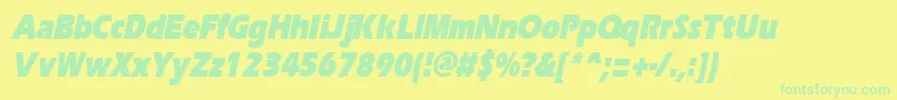 ErgoeblackcondItalic Font – Green Fonts on Yellow Background