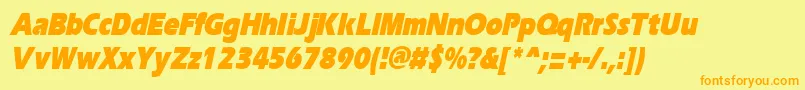 ErgoeblackcondItalic Font – Orange Fonts on Yellow Background