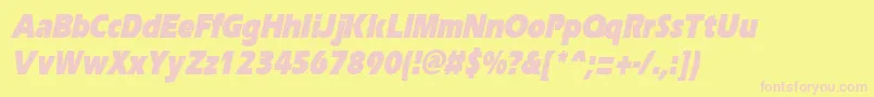 ErgoeblackcondItalic Font – Pink Fonts on Yellow Background