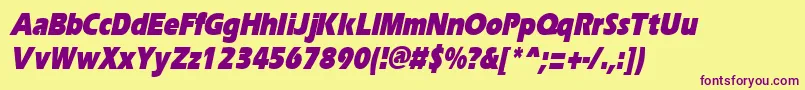 ErgoeblackcondItalic Font – Purple Fonts on Yellow Background