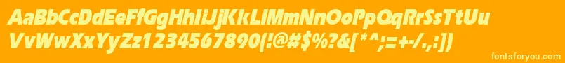 フォントErgoeblackcondItalic – オレンジの背景に黄色の文字