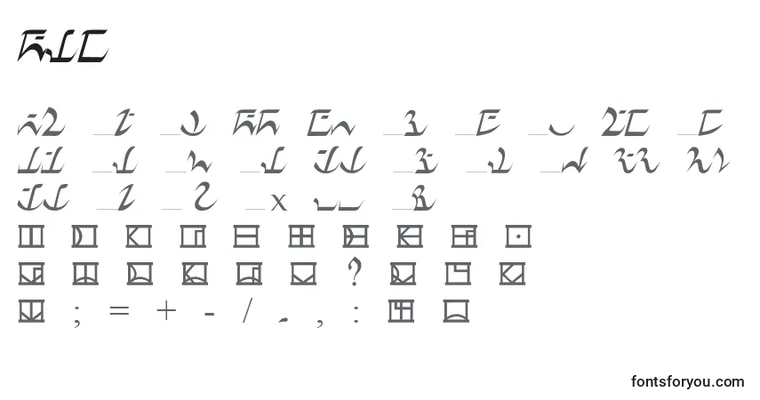 Schriftart Dni – Alphabet, Zahlen, spezielle Symbole