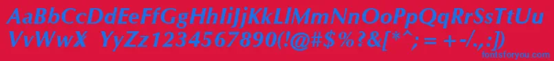 OmichronBoldItalic-fontti – siniset fontit punaisella taustalla