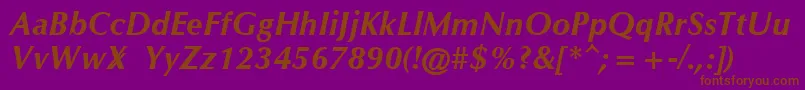 OmichronBoldItalic-fontti – ruskeat fontit violetilla taustalla