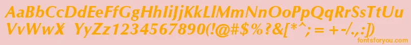 OmichronBoldItalic-Schriftart – Orangefarbene Schriften auf rosa Hintergrund