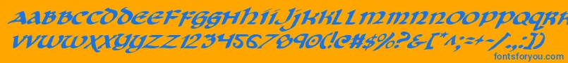 フォントCryUncialItalic – オレンジの背景に青い文字