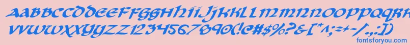 CryUncialItalic Font – Blue Fonts on Pink Background