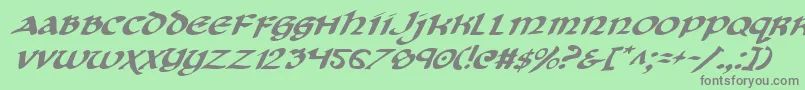 フォントCryUncialItalic – 緑の背景に灰色の文字