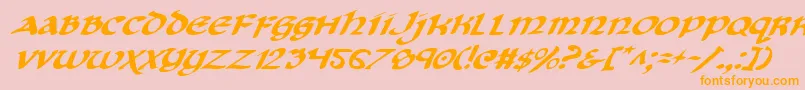 CryUncialItalic Font – Orange Fonts on Pink Background