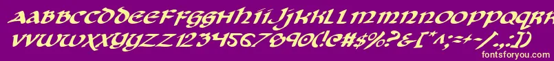 CryUncialItalic Font – Yellow Fonts on Purple Background