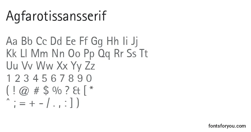 Czcionka Agfarotissansserif – alfabet, cyfry, specjalne znaki