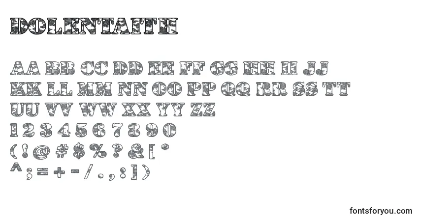Czcionka DolenTaith – alfabet, cyfry, specjalne znaki