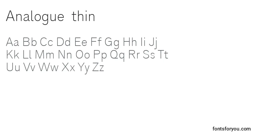 Schriftart Analogue35thin (85325) – Alphabet, Zahlen, spezielle Symbole