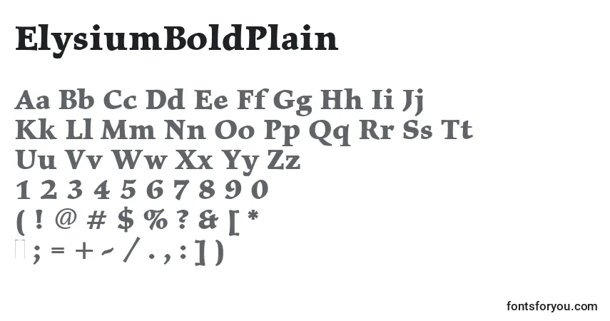 Czcionka ElysiumBoldPlain – alfabet, cyfry, specjalne znaki