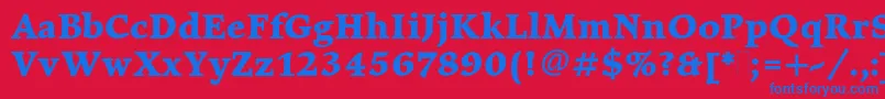 ElysiumBoldPlain-Schriftart – Blaue Schriften auf rotem Hintergrund