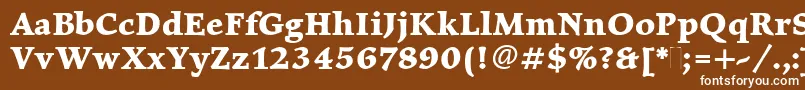 ElysiumBoldPlain-fontti – valkoiset fontit ruskealla taustalla