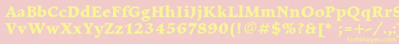 Fonte ElysiumBoldPlain – fontes amarelas em um fundo rosa