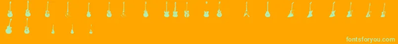 Fonte Gibson+Family+Font – fontes verdes em um fundo laranja