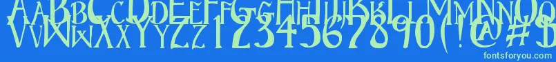 フォントBruceStandardText – 青い背景に緑のフォント