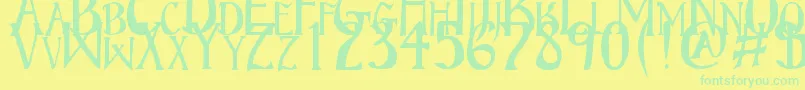 フォントBruceStandardText – 黄色い背景に緑の文字