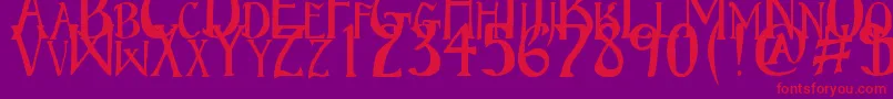 フォントBruceStandardText – 紫の背景に赤い文字