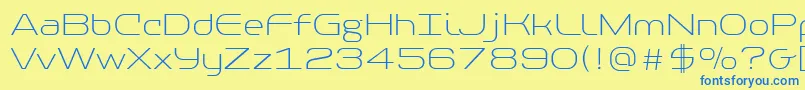 フォントPfbaselineproThin – 青い文字が黄色の背景にあります。