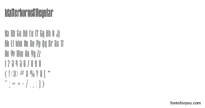 MatterhorncttRegular-fontti – aakkoset, numerot, erikoismerkit