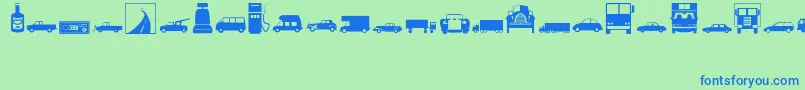 Fonte Transportation – fontes azuis em um fundo verde