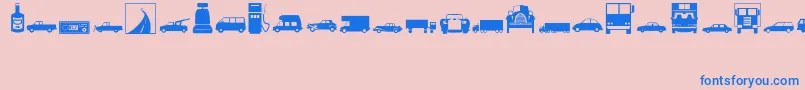 Transportation-Schriftart – Blaue Schriften auf rosa Hintergrund
